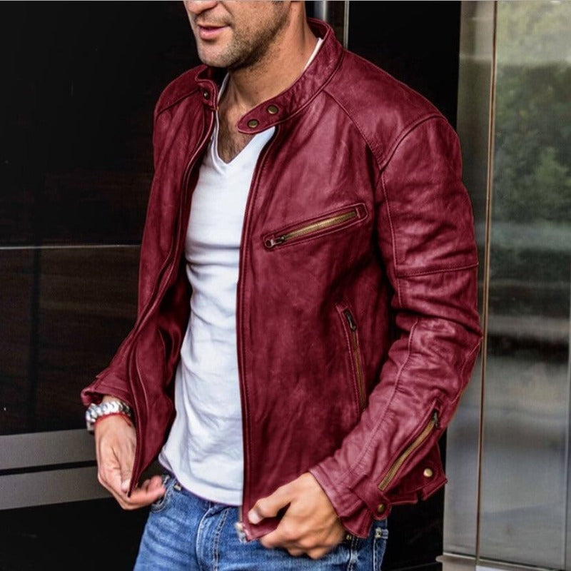 Rémi | Blouson motard en cuir slim fit pour homme - Image 4