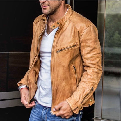 Rémi | Blouson motard en cuir slim fit pour homme - Image 1