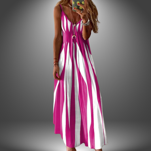 Olympe | Robe longue sans manches élégante et rayée - Image 2