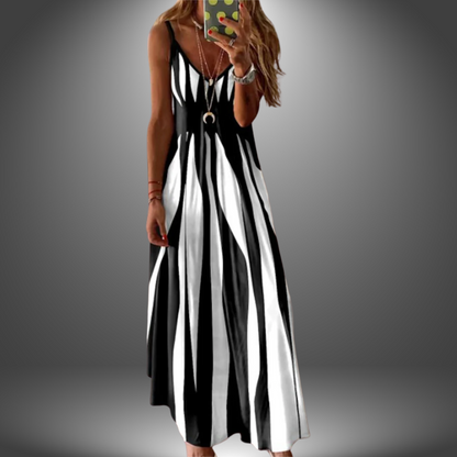 Olympe | Robe longue sans manches élégante et rayée - Image 5