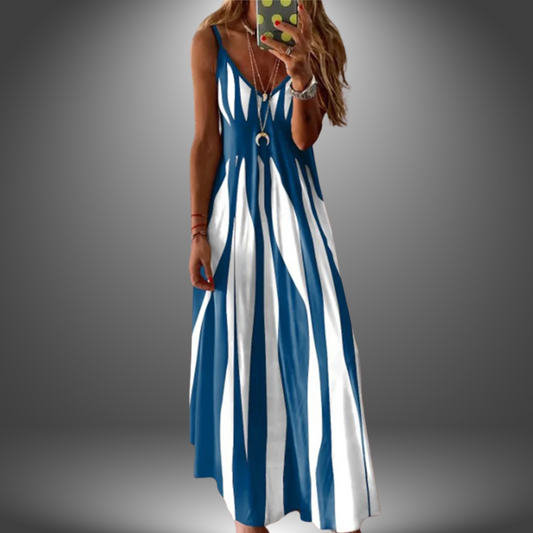 Olympe | Robe longue sans manches élégante et rayée - Image 1