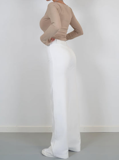 Éléa | Pantalon élégant à taille haute et à jambe large - Coupe ajustée - Image 4
