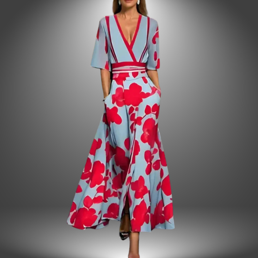 Paloma | Robe longue élégante à encolure florale pour femmes - Image 1