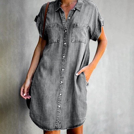 Alma hansen | Robe chemise en denim - coupe décontractée - Image 2