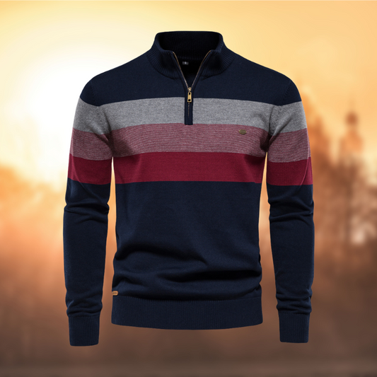 Daniel | Pull rayé à col zippé pour homme - Image 2