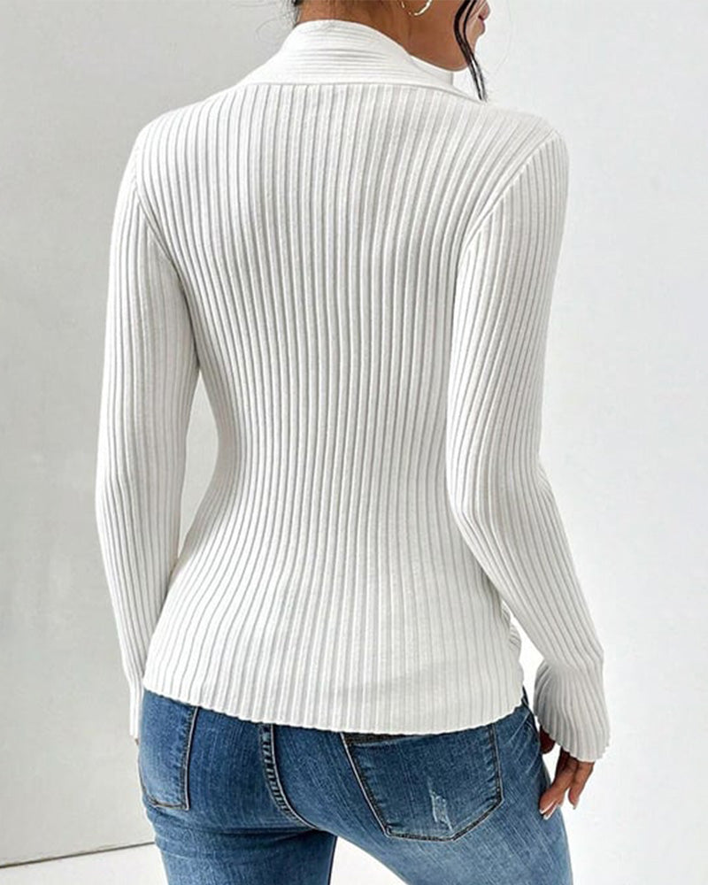 Martine | Elegant Soft Ribbed Wrap Sweater - Image 3