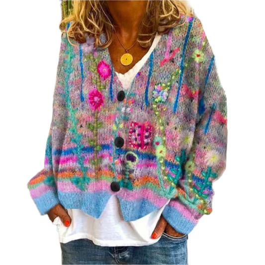 Faustine | Cardigan Femme Boutonné à Fleurs - Image 1