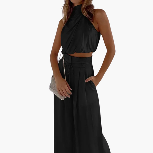 Hadia | Elégant ensemble dos nu et pantalon palazzo - Image 2