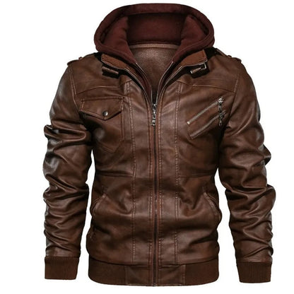 Elliot | Blouson aviateur en cuir à capuche pour homme - Image 1