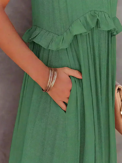 Brigitte | Robe sans manches élégante à bordures à volants pour toutes les occasions - Image 22