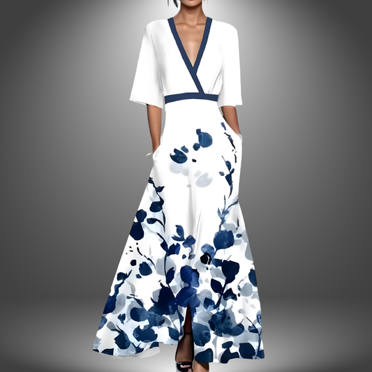 Paloma | Robe longue élégante à encolure florale pour femmes - Image 2