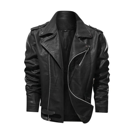 Pierre | Veste de motard en cuir pour homme avec fermeture éclair asymétrique - Image 2
