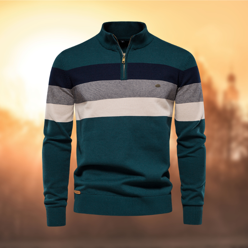 Daniel | Pull rayé à col zippé pour homme - Image 4