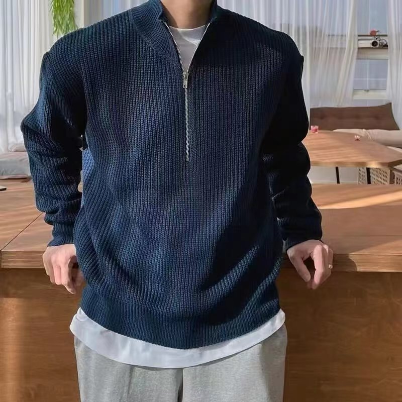 Eusèbe | Pull à Col Montant Zippé et Côtelé pour Homme - Image 1