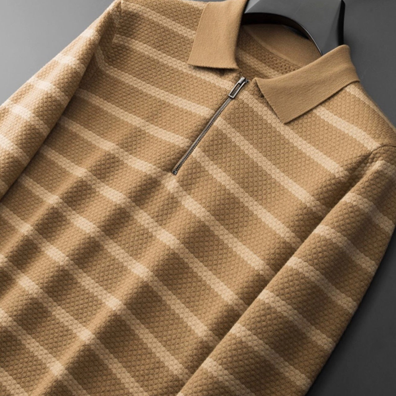 Régis | Polo Rayé Homme à Quart de Zip - Image 3