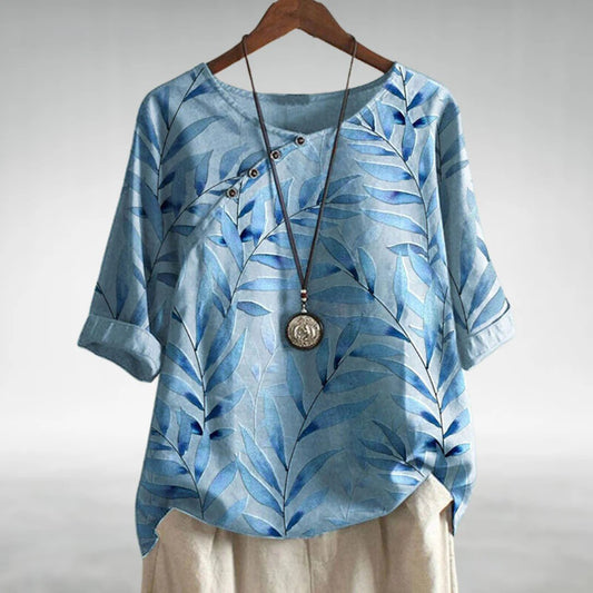 Image of Torhild | Blomstret Dame Bluse med 3/4 Ærmer