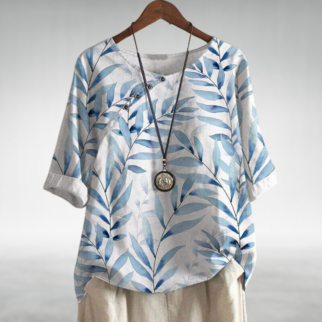 Image of Torhild | Blomstret Dame Bluse med 3/4 Ærmer