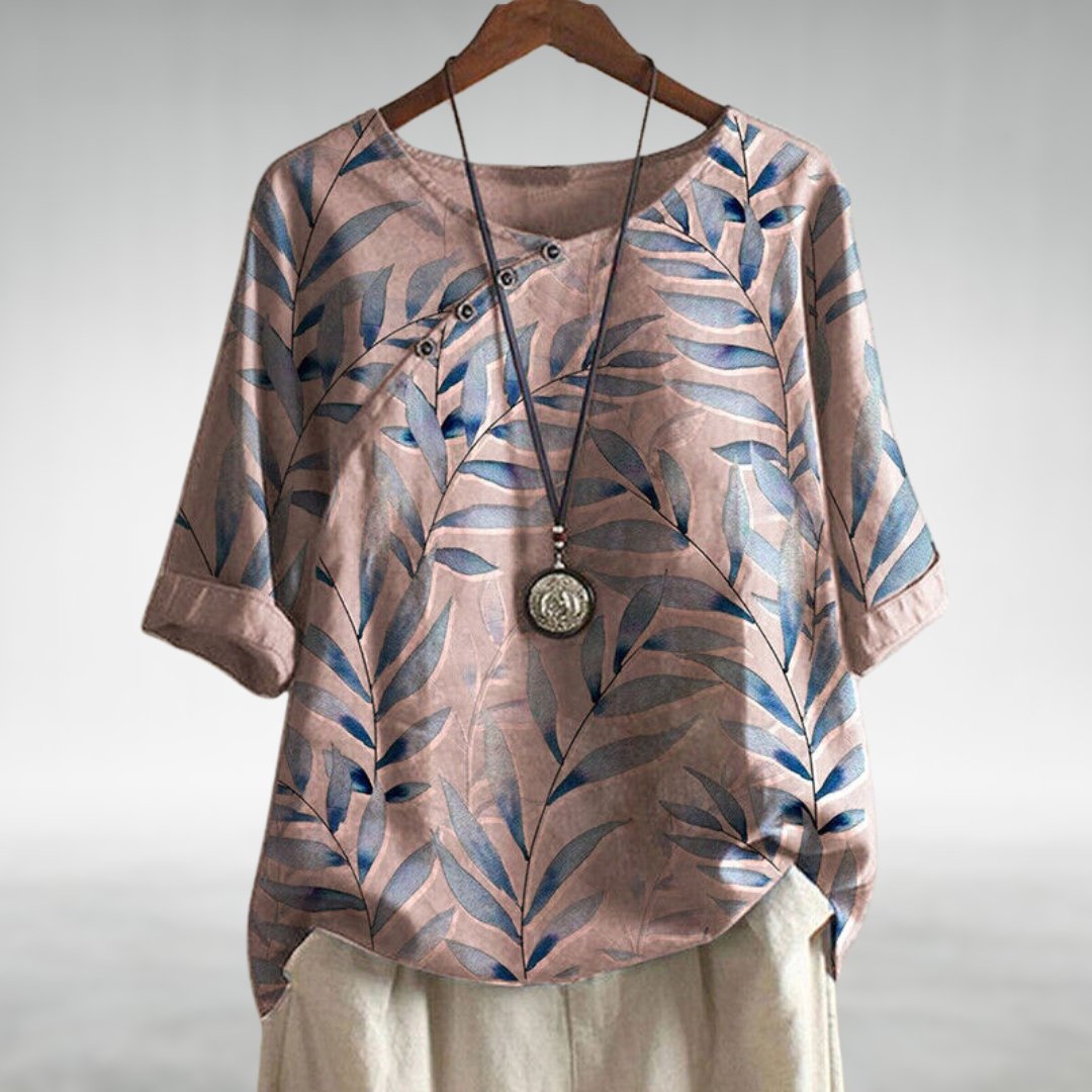 Image of Torhild | Blomstret Dame Bluse med 3/4 Ærmer