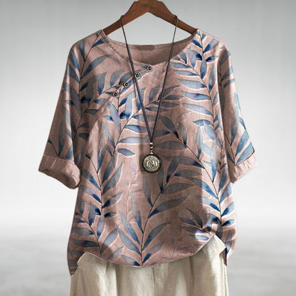 Image of Torhild | Blomstret Dame Bluse med 3/4 Ærmer