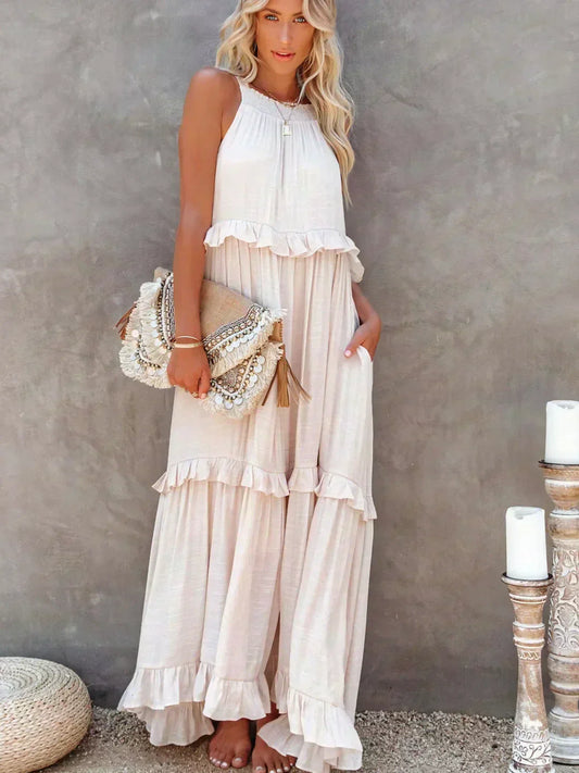 Brigitte | Robe sans manches élégante à bordures à volants pour toutes les occasions - Image 2
