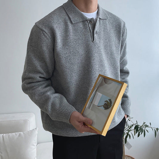 Étienne | Pull à Manches Longues Col Boutonné Homme - Image 1