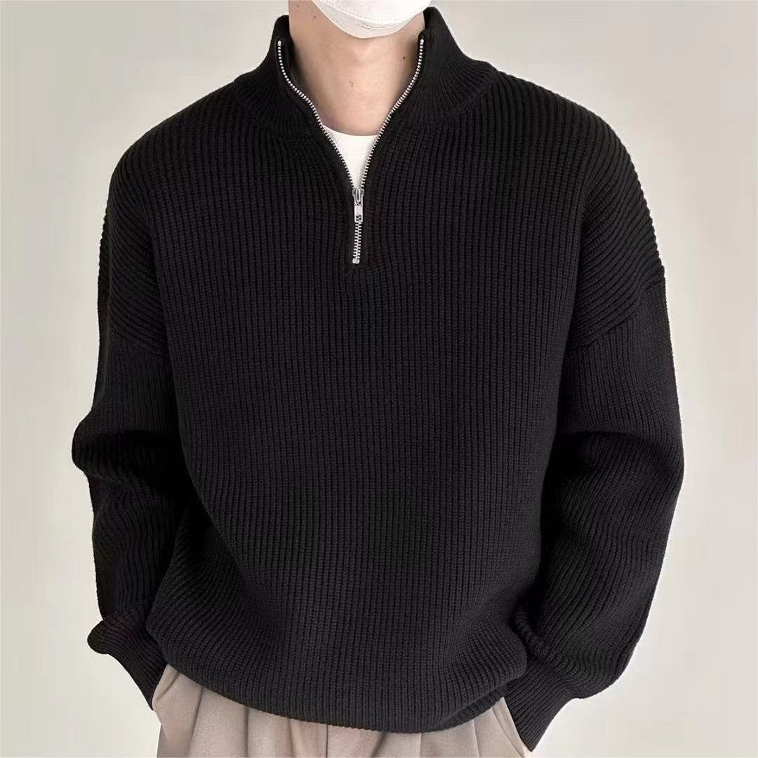 Eusèbe | Pull à Col Montant Zippé et Côtelé pour Homme - Image 2