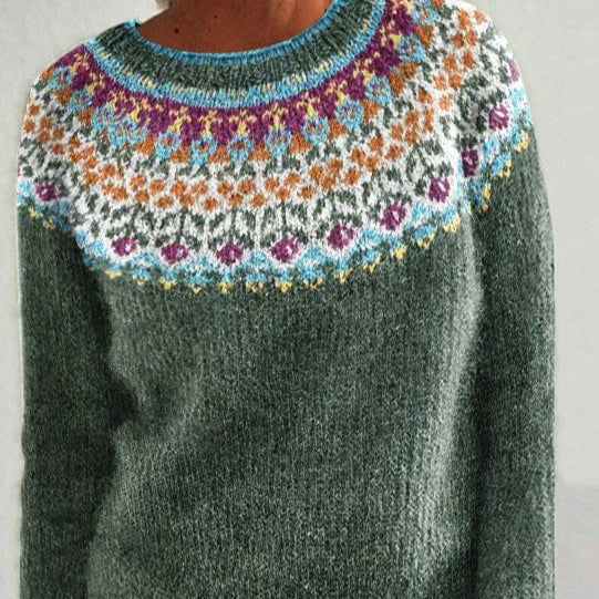 Nicole | Pull Femme Col Rond Motif Fair Isle - Image 2