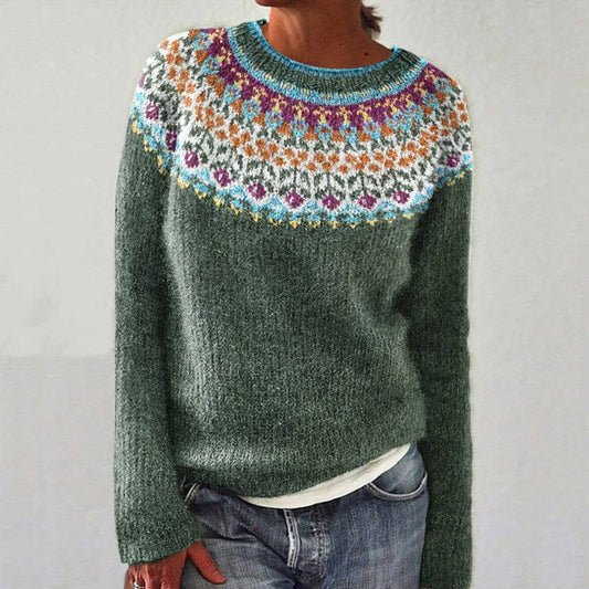 Nicole | Pull Femme Col Rond Motif Fair Isle - Image 1