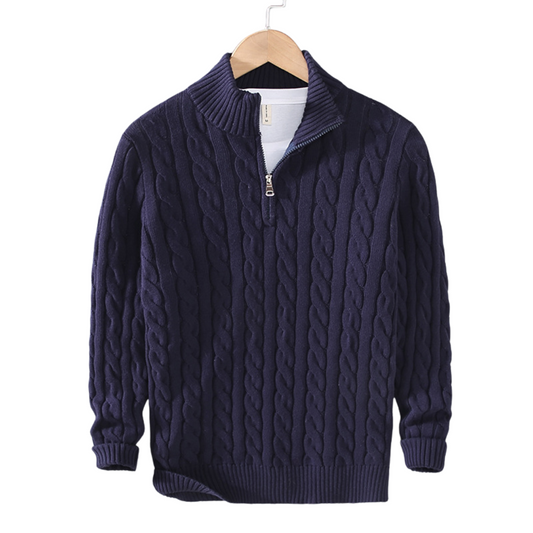 Franck | Pull Homme Col Zippé Maille Câble - Image 2