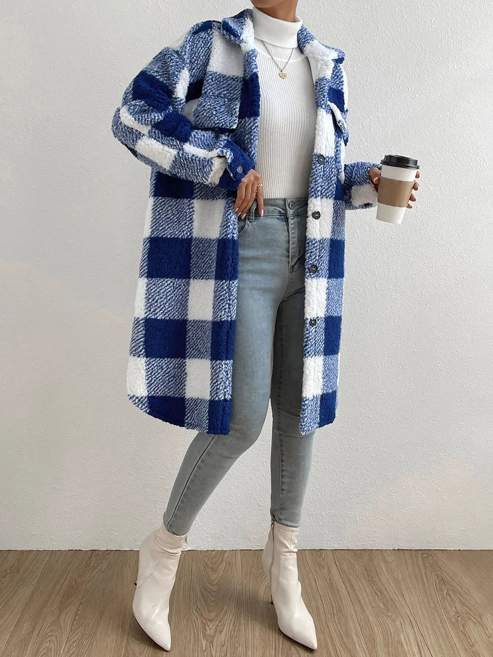 Gabriella | Manteau Long à Carreaux pour Femme - Image 3