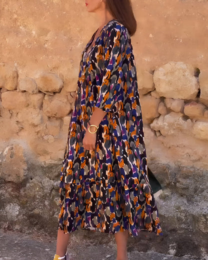 Ivana | Robe midi à motifs abstraits et manches trois quarts - Image 4