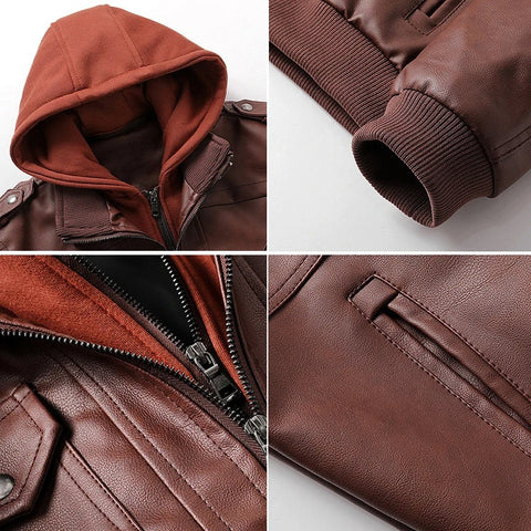 Elliot | Blouson aviateur en cuir à capuche pour homme - Image 7