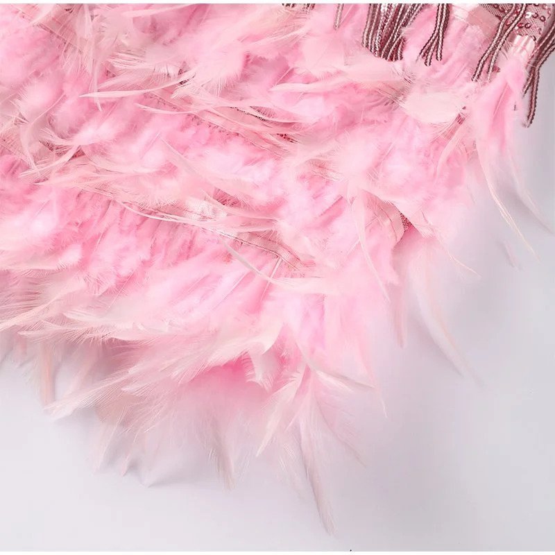 Judicaëlle | Mini robe de soirée avec franges et plumes - Image 6