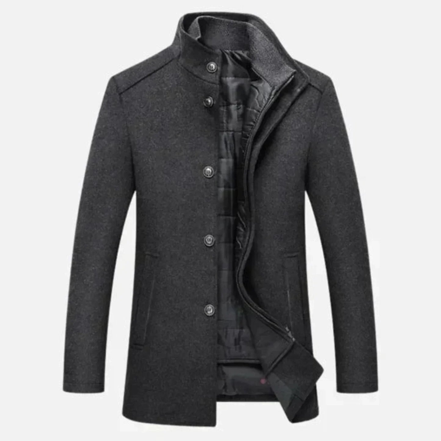 Younès | Manteau mi-long à col montant pour homme - Image 2
