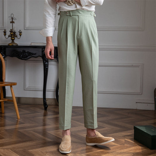 Nathanaël | Pantalon plissé taille haute pour homme - Image 1