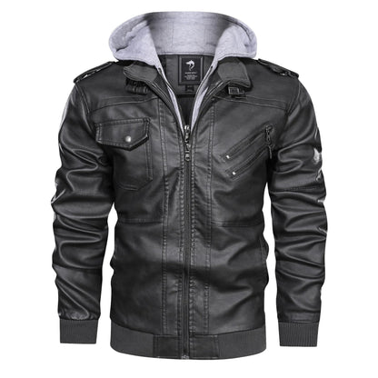 Elliot | Blouson aviateur en cuir à capuche pour homme - Image 3