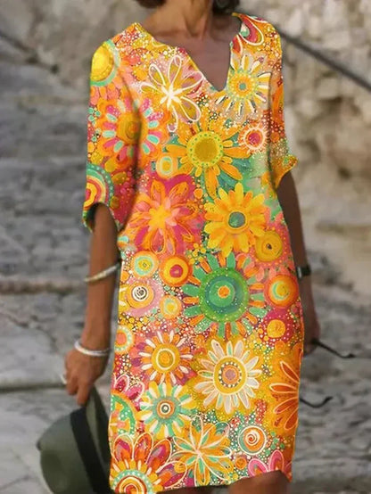 Kamilia | Robe droite d'été florale à imprimé vibrant - Image 3