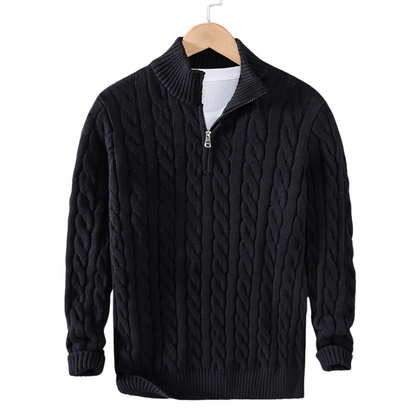 Franck | Pull Homme Col Zippé Maille Câble - Image 3