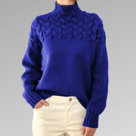 Jacinthe | Pull Femme Col Roulé Tricot Câble - Image 1