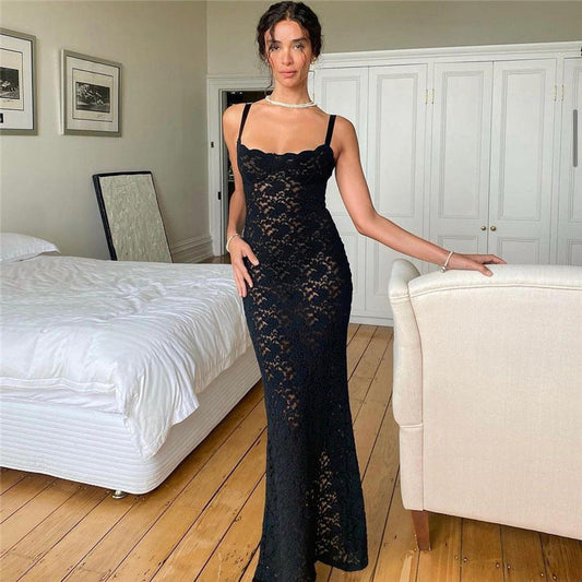 Mercedes | Robe longue élégante à bretelles spaghetti - Sexy et moulante - Image 1