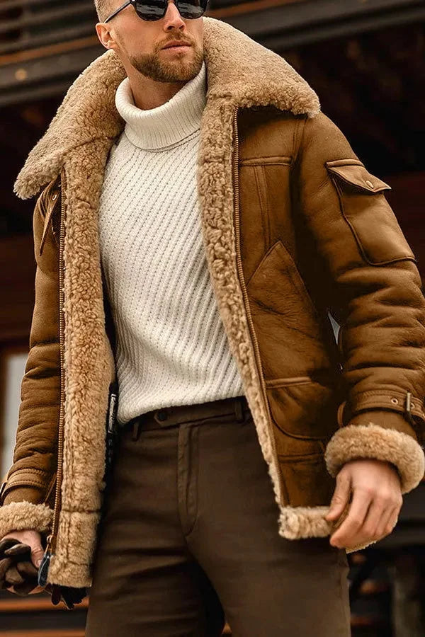 Redwan | Veste Aviateur Homme en Fausse Fourrure Shearling - Image 4