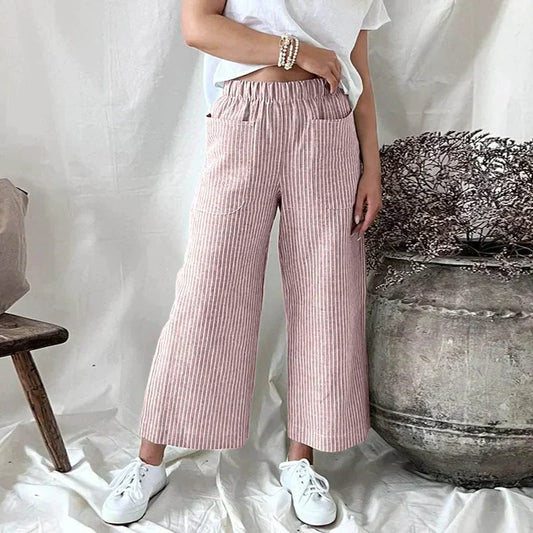 Chiara | Pantalon ample pour femmes avec ceinture élastique - Léger, rayé et confortable pour tous les jours - Image 1