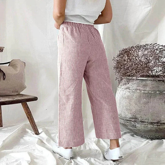 Chiara | Pantalon ample pour femmes avec ceinture élastique - Léger, rayé et confortable pour tous les jours - Image 2