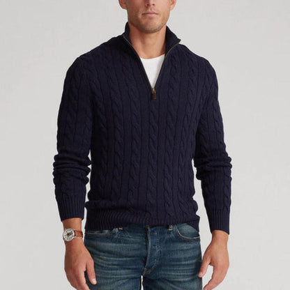 Franck | Pull Homme Maille Côtelée à Fermeture Éclair 1/4 - Image 4