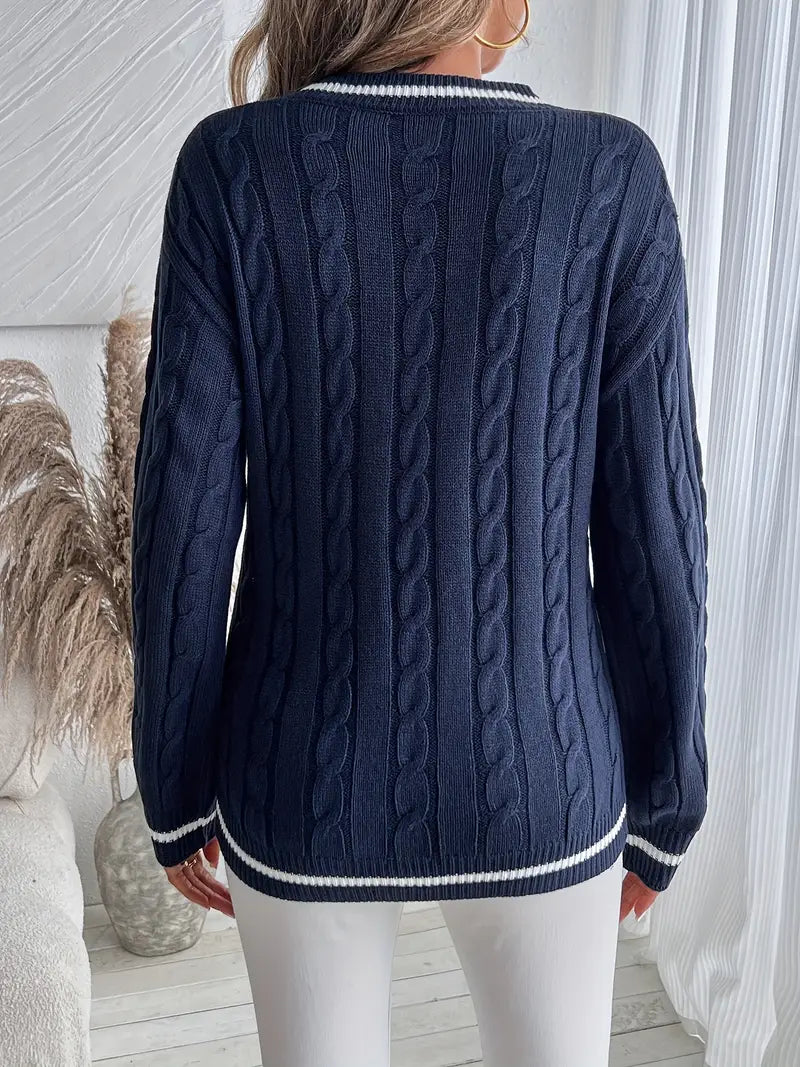 Marie | Pull Femme Col V en Tricot Côtelé à Manches Longues - Image 5