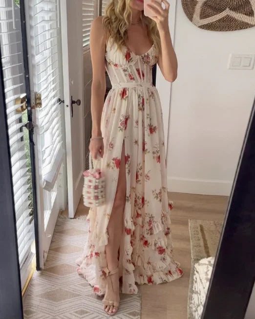 Carla | Élégante robe midi drapée avec jupe fluide pour femmes - Image 1