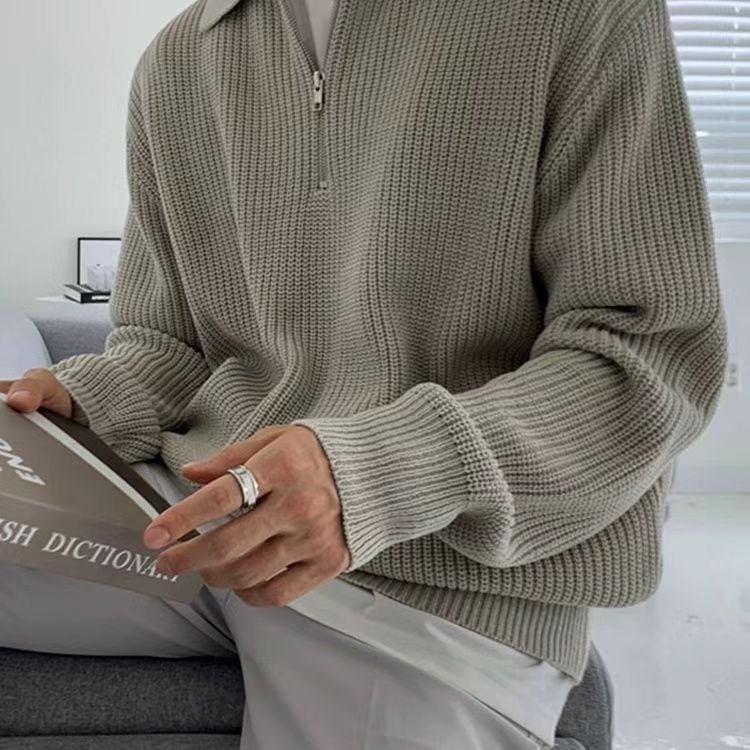 Eusèbe | Pull à Col Montant Zippé et Côtelé pour Homme - Image 4