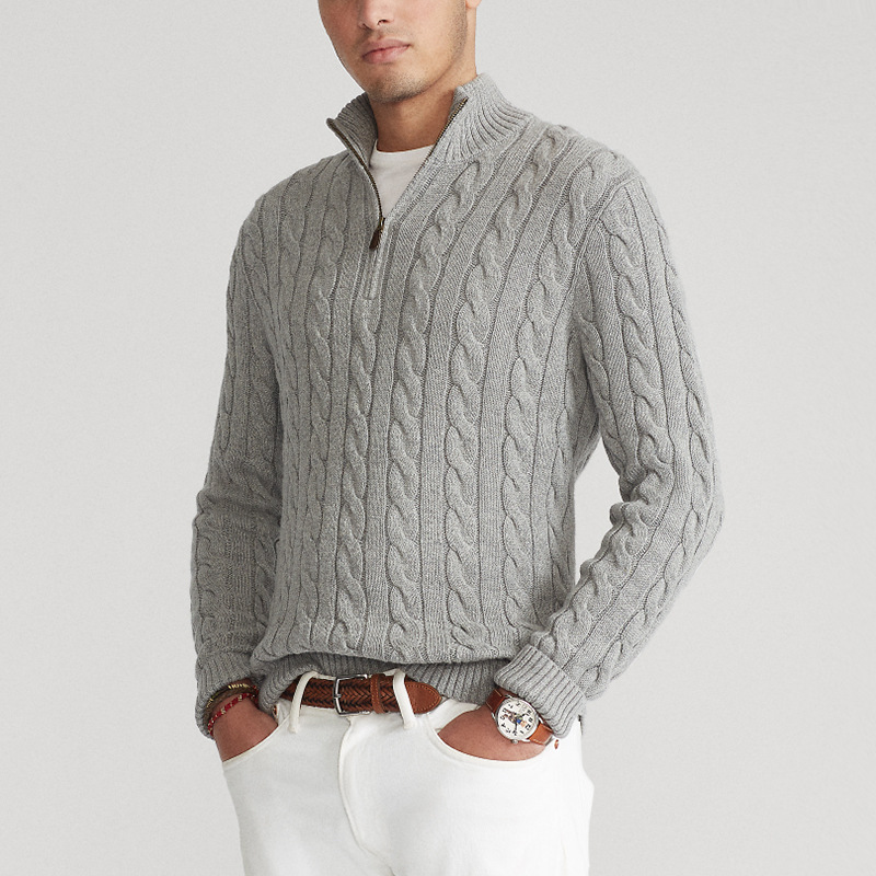Franck | Pull Homme Maille Côtelée à Fermeture Éclair 1/4 - Image 1