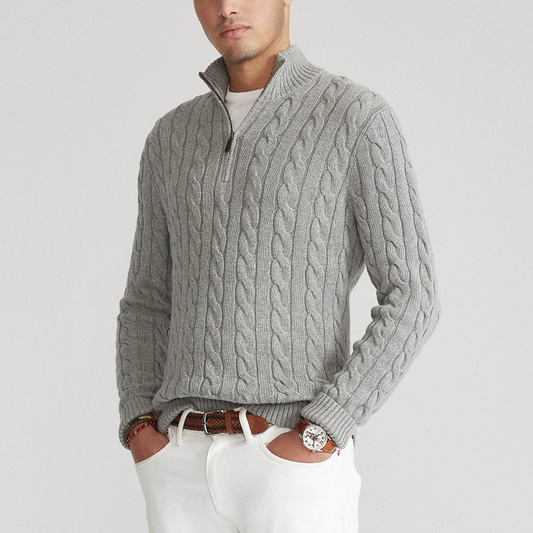 Franck | Pull Homme Maille Côtelée à Fermeture Éclair 1/4 - Image 1