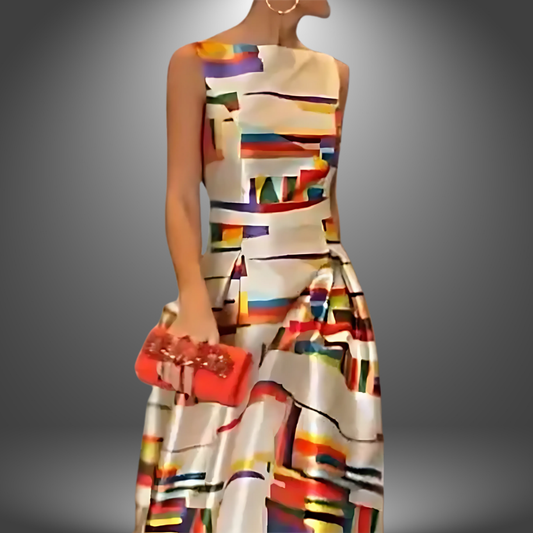 Mélyne | Robe longue élégante à imprimé géométrique pour toutes les occasions - Image 2